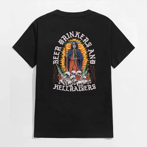 BEER DRINKERS AND HELL RAISERS Casual Black Print  Men's T-shirt