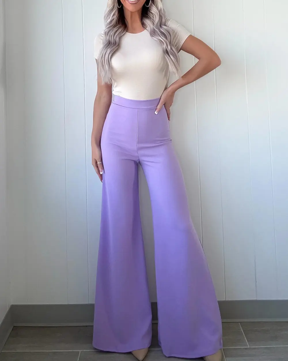 Sleek Sophistication Wide Leg Pants - Lavender