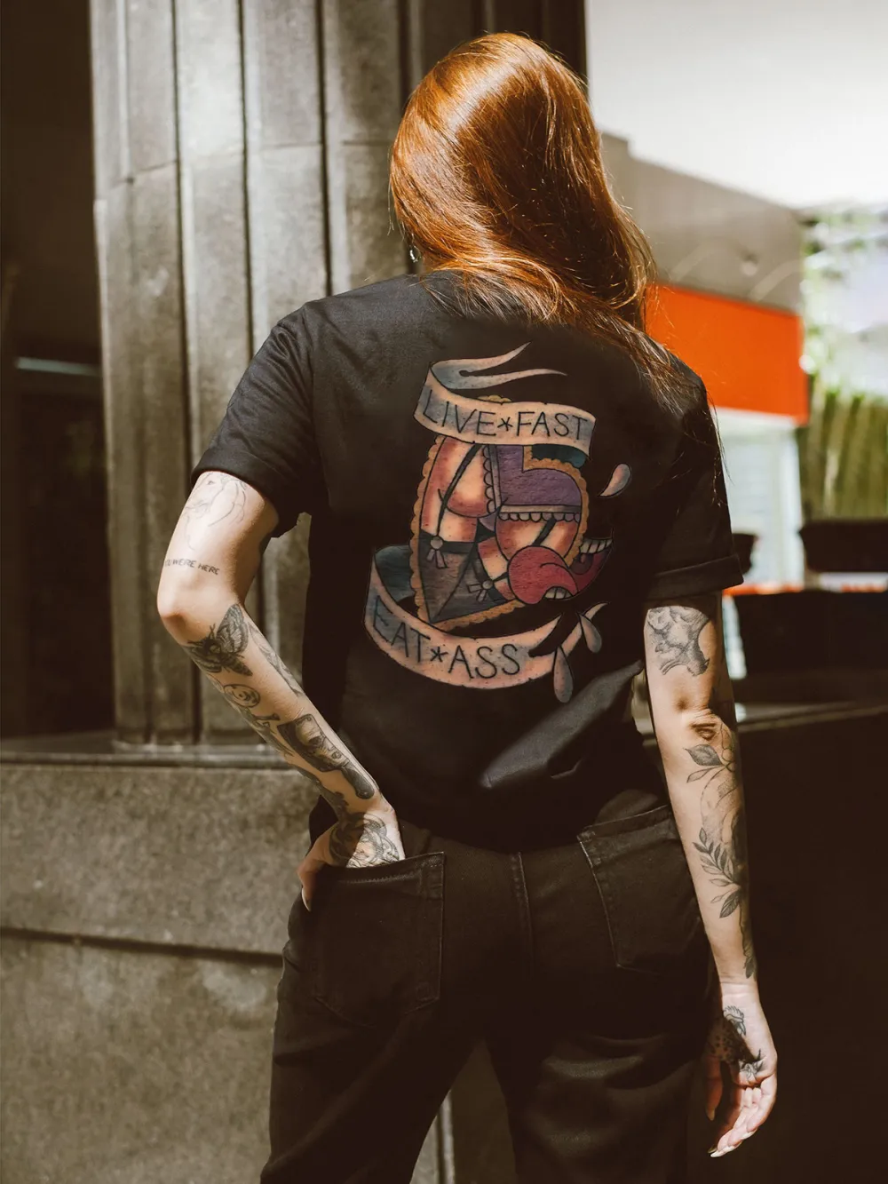 Live Fast Eat Ass Printed Women's T-shirt