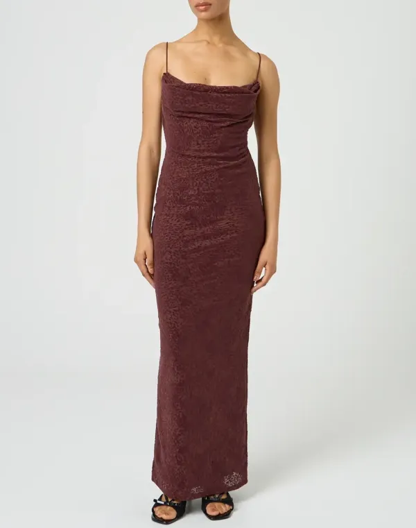 Cowl Neck Open Back Maxi Dress