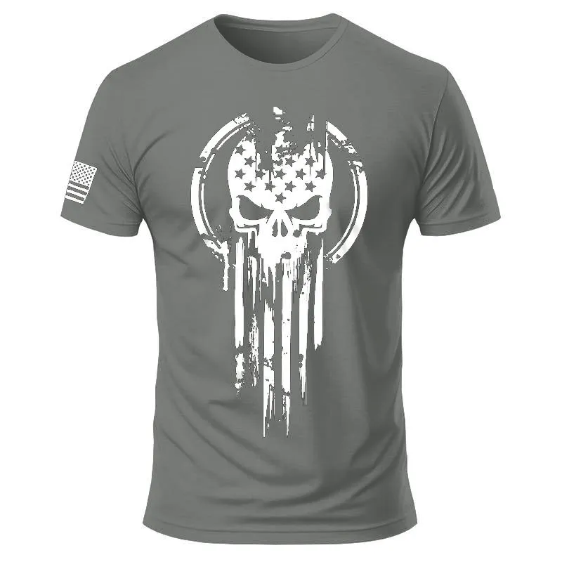 American Soldier T-Shirt - Casual Crew Collar, Short Sleeves, Lightweight Cotton Shirt, Suitable For All Seasons - Men'S Wear, Top