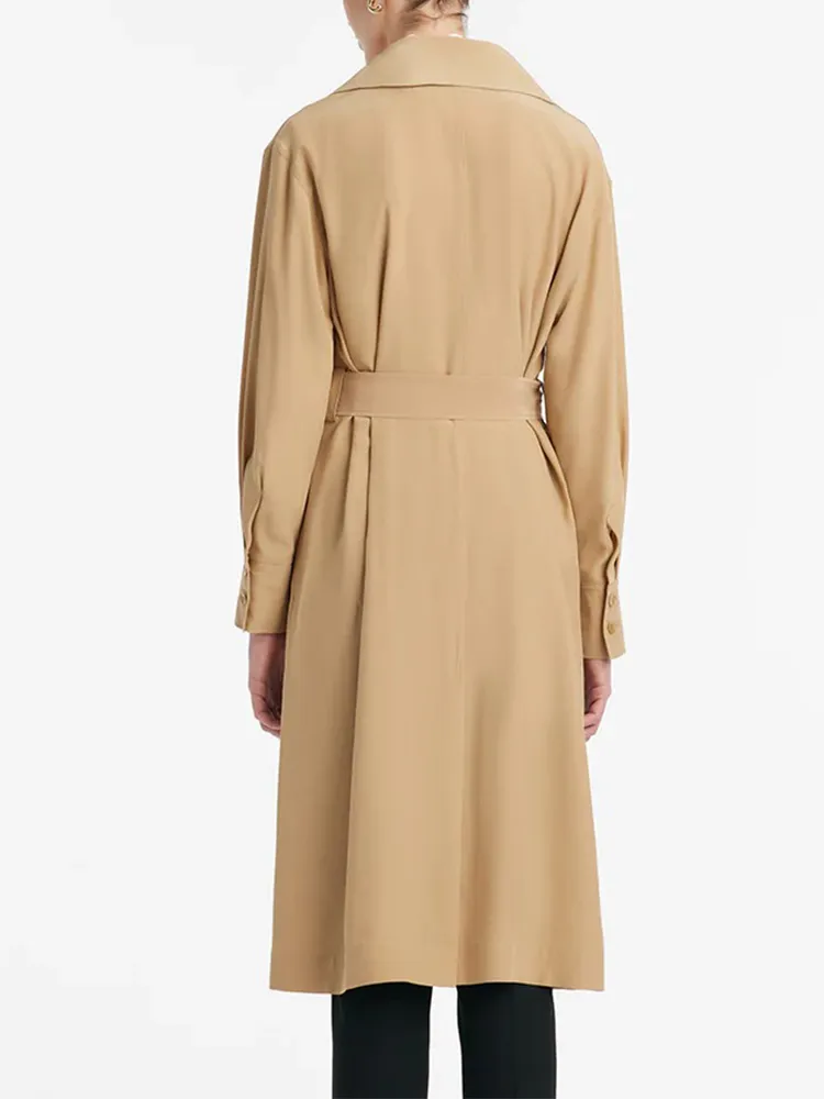 Mulberry Silk Women Trench Coat With Belt