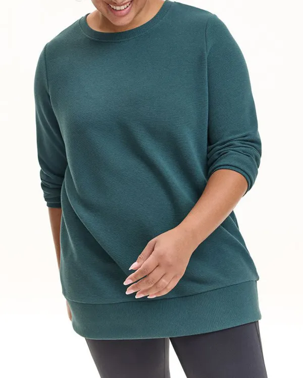 Long-Sleeve Crew-Neck Ottoman-Knit Tunic