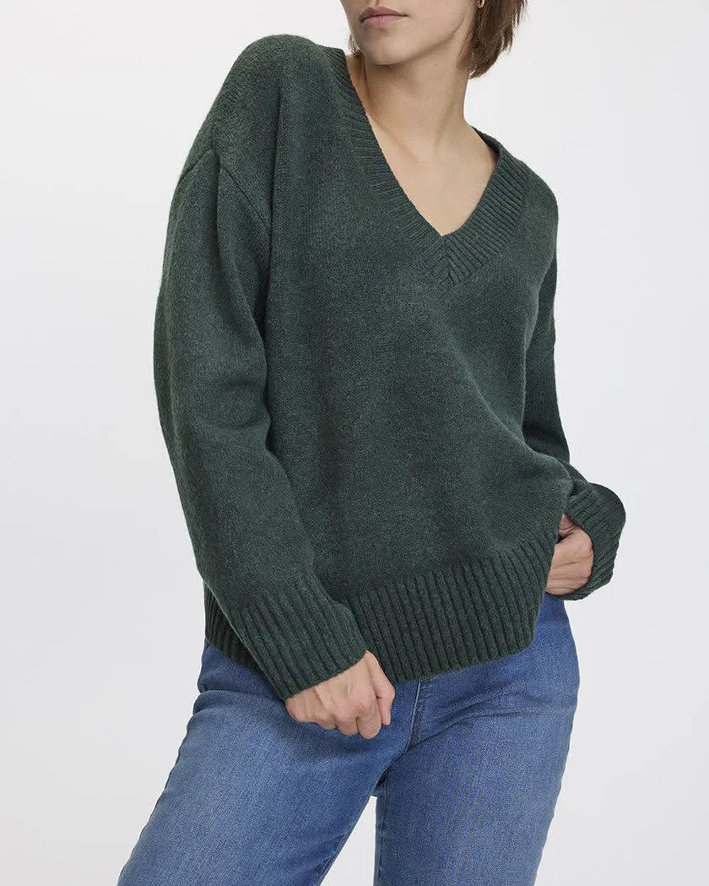 PlushSoft Long-Sleeve V-Neck Sweater