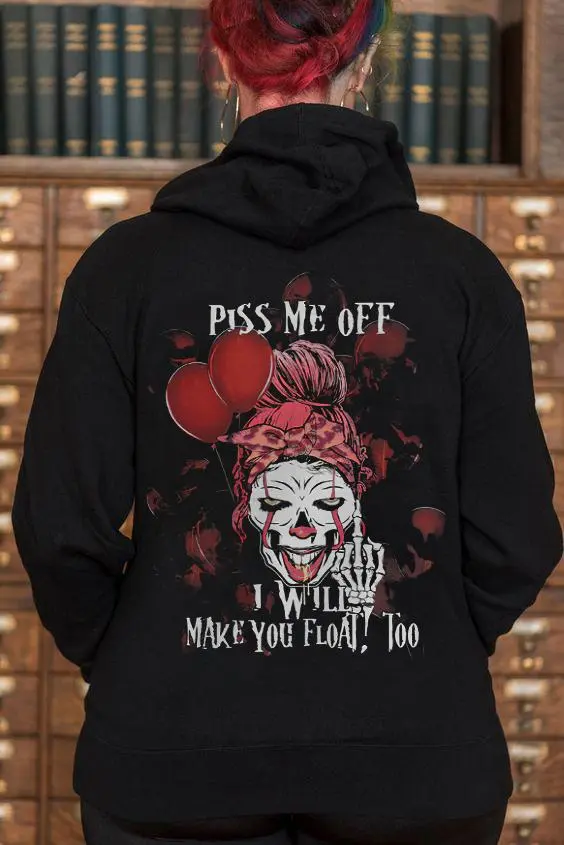 Piss Me Off Skull Printed Women's Hoodie