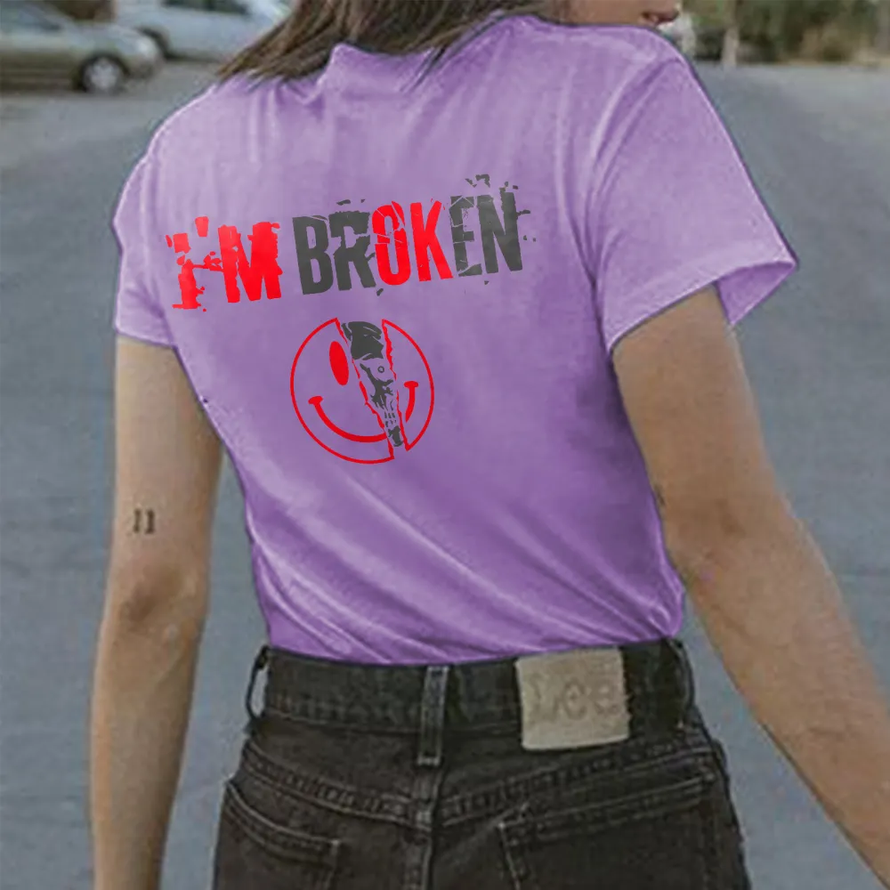 Vintage I'm Broken Skull Women's Monogram T-shirt