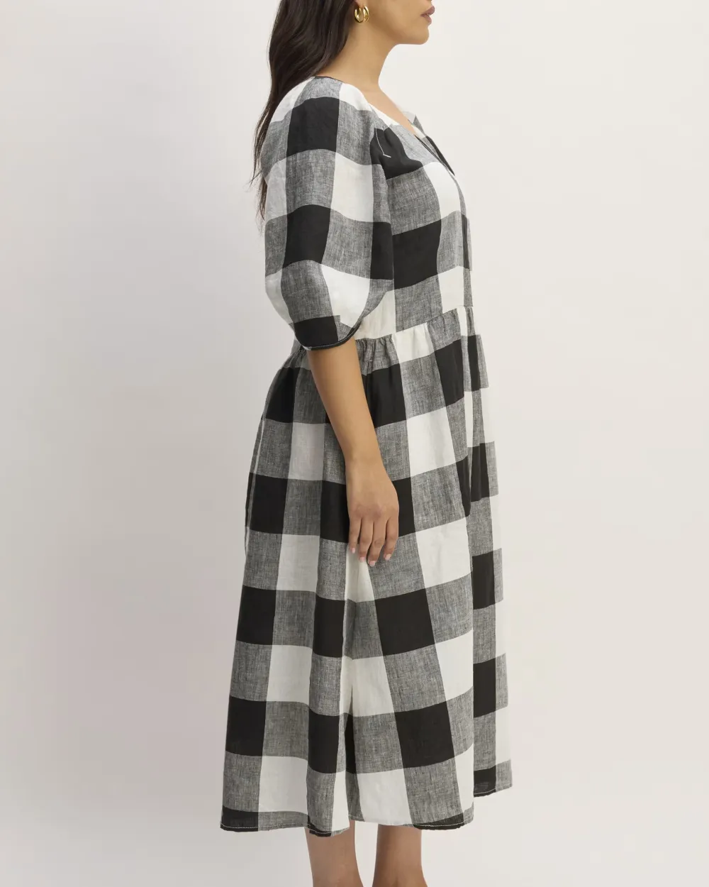 The Linen Oversized Puff-Sleeve Dress