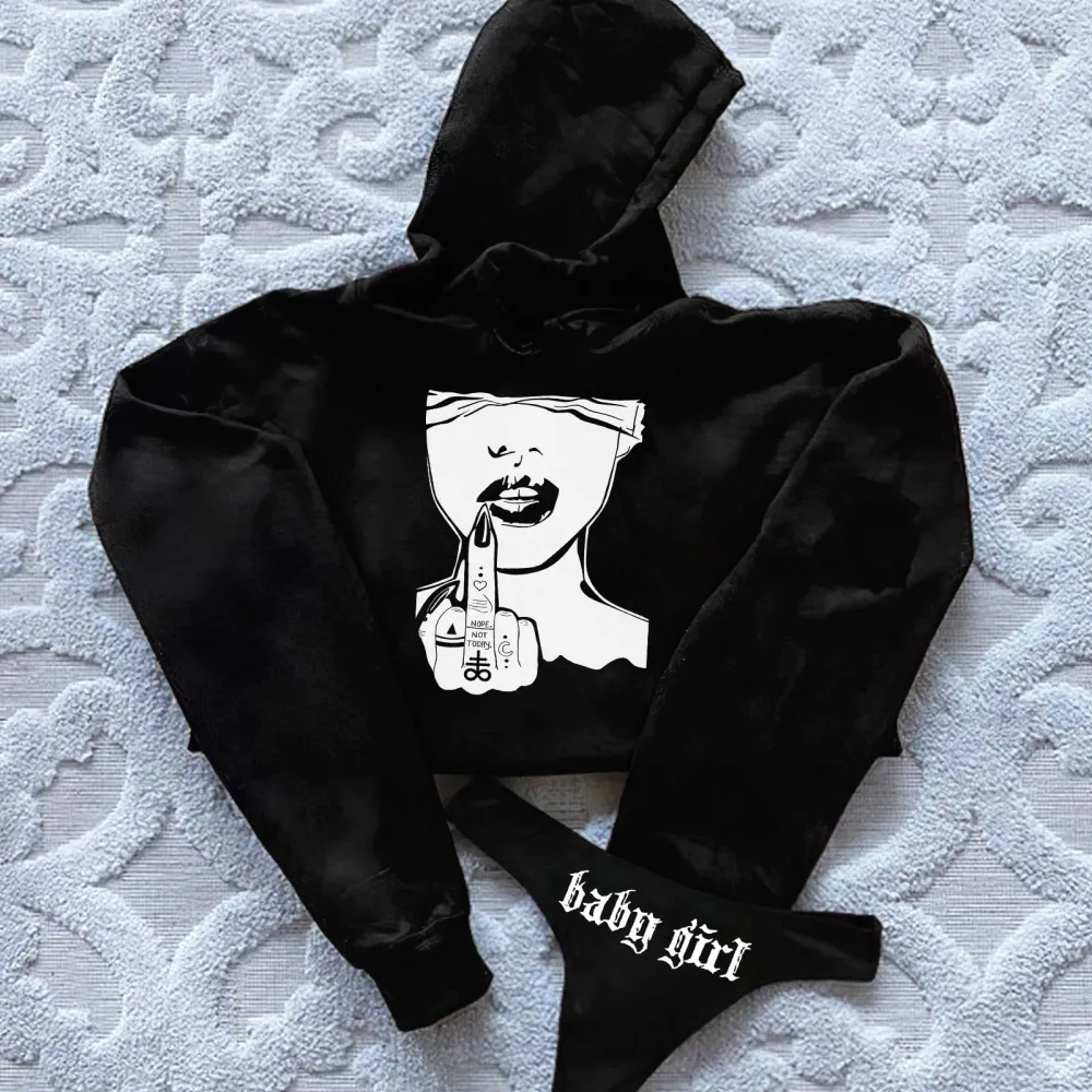 Nope. Not Today Printed Women's Cropped Hoodie & Thong Sets