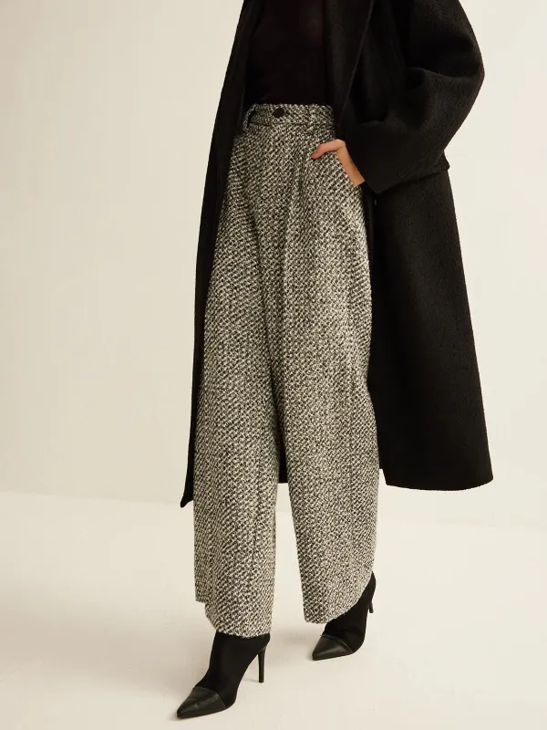Textured High Waist Pants With Pockets