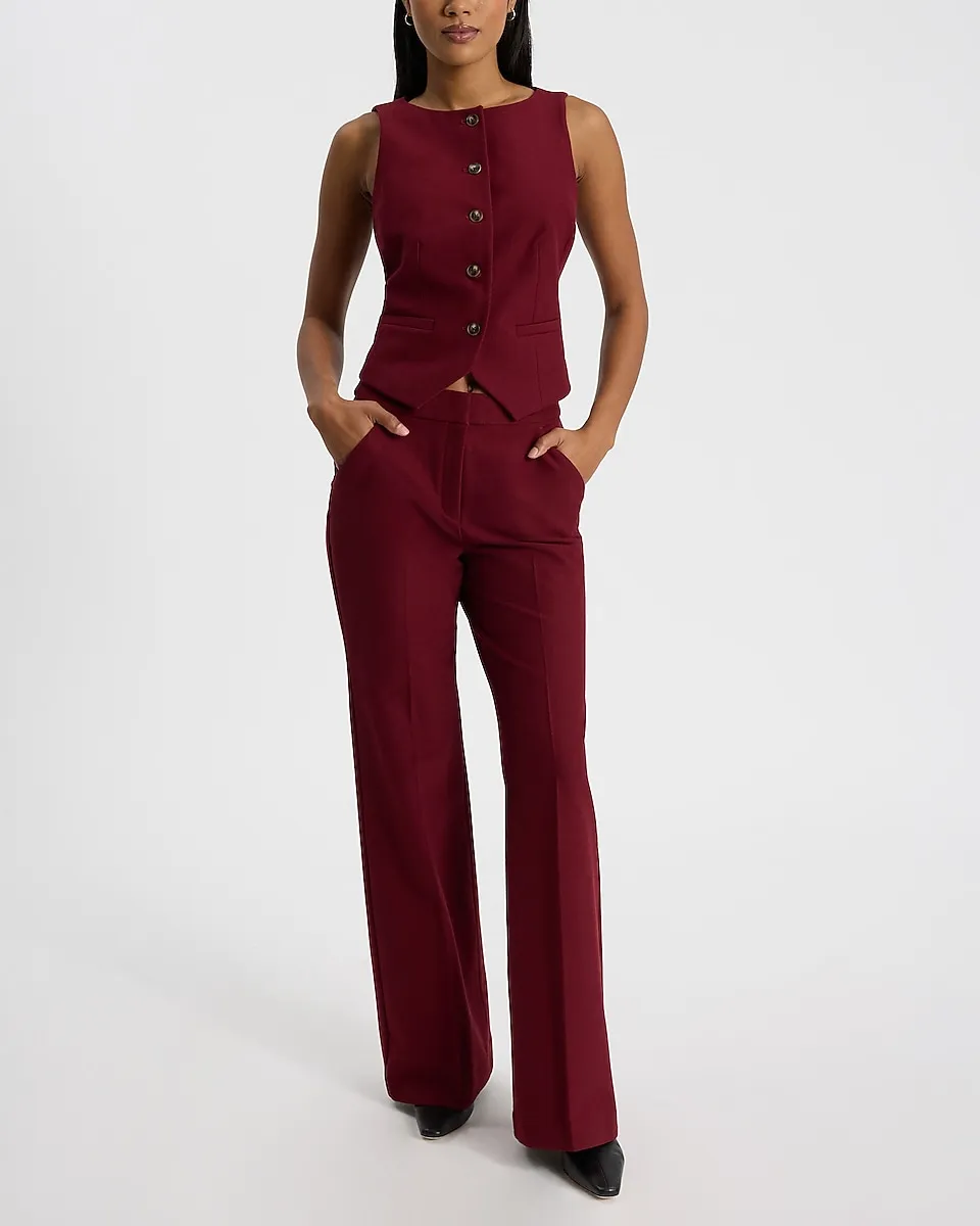 Boat Neck Blazer Vest + Editor Trouser Flare Pant