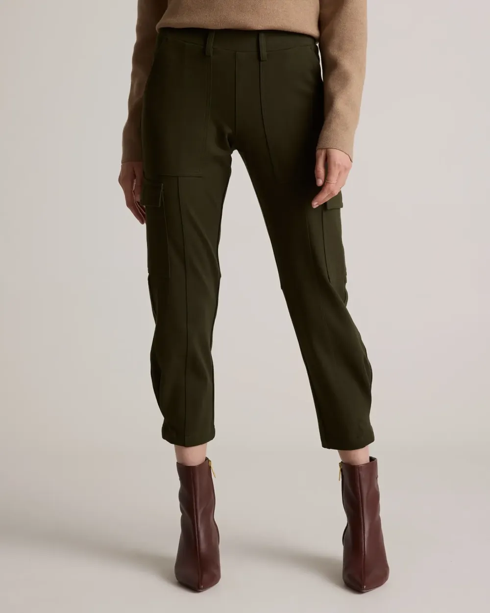 Ultra-Stretch Ponte Tapered Cargo Pants