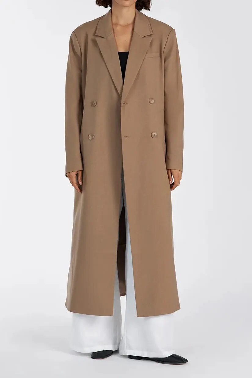 CELINA TAN WOOL BLEND COAT