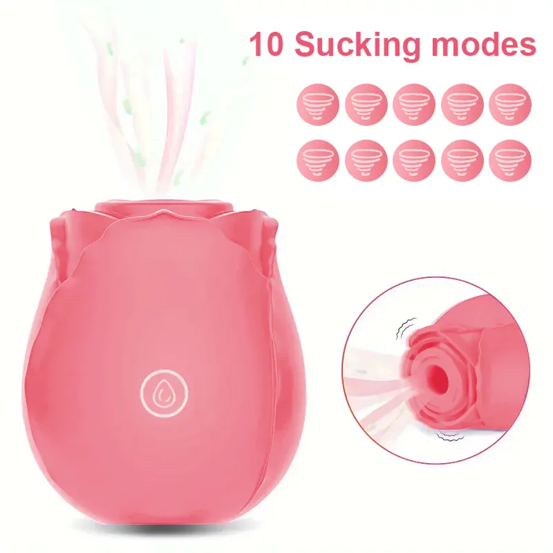 Dark Pink Rose Toy Vibrator Classic Sucking Vibrator 10 Frequency