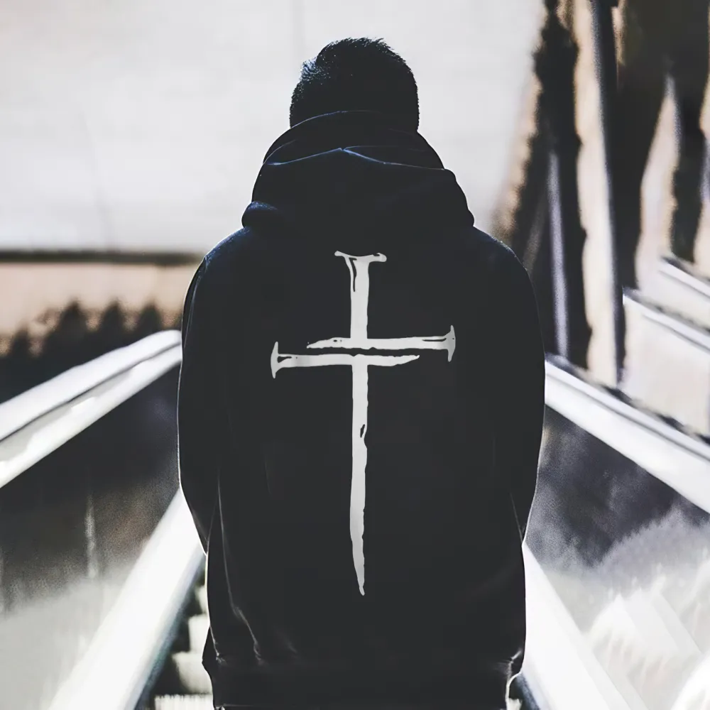 Faith cross printing casual hoodie