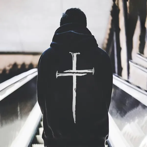 Faith cross printing casual hoodie