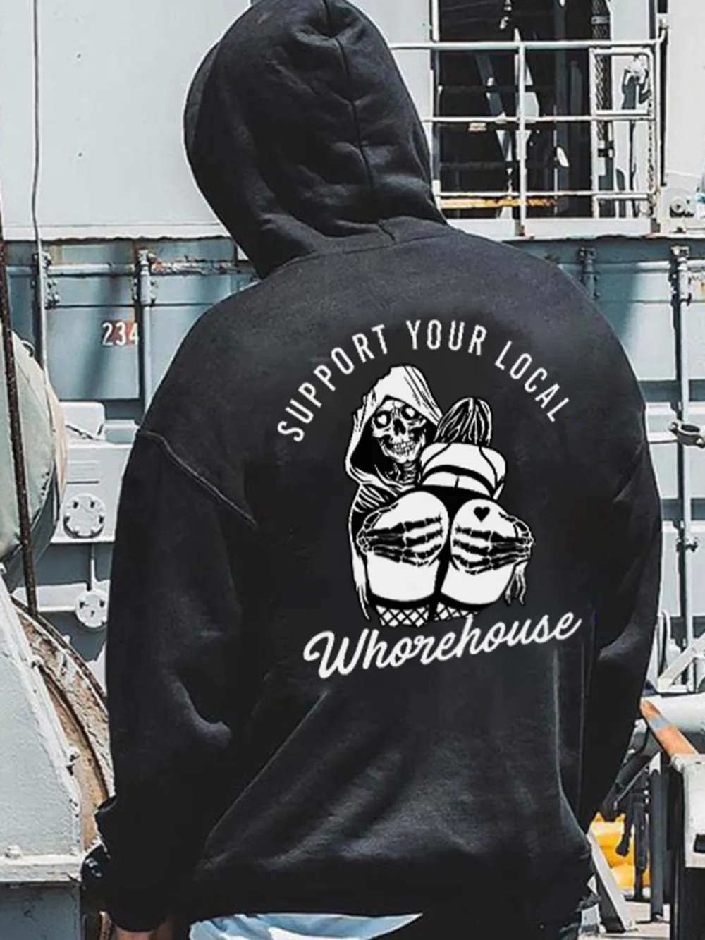 Support Your Local Whorehouse Printed Men's Hoodie