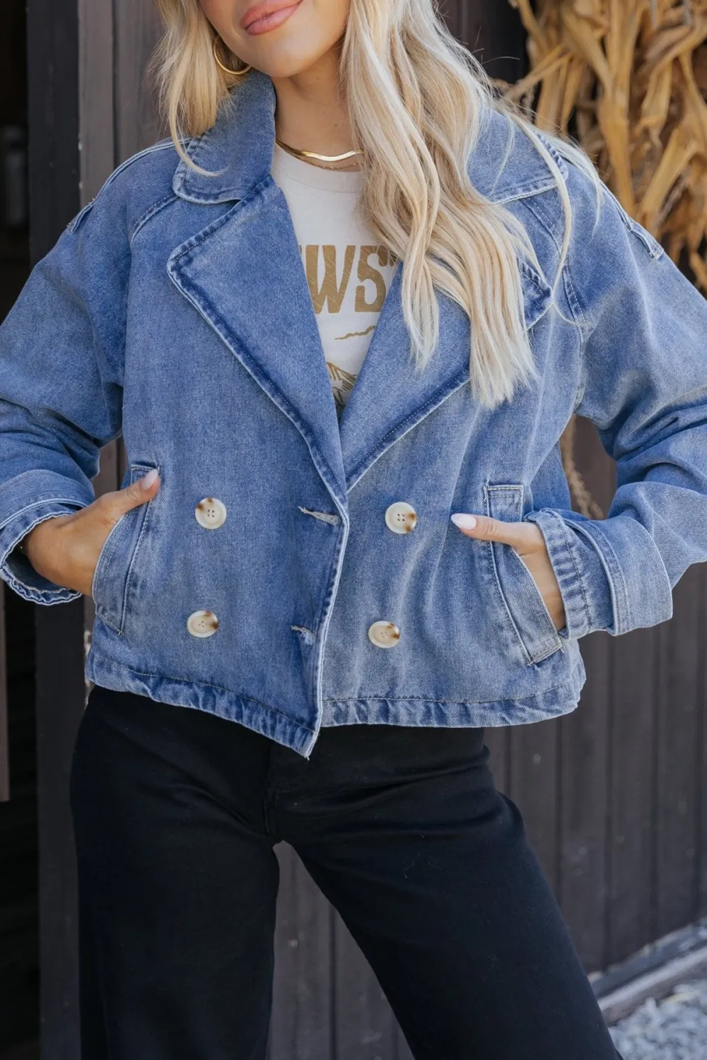 Double Breasted Denim Jacket