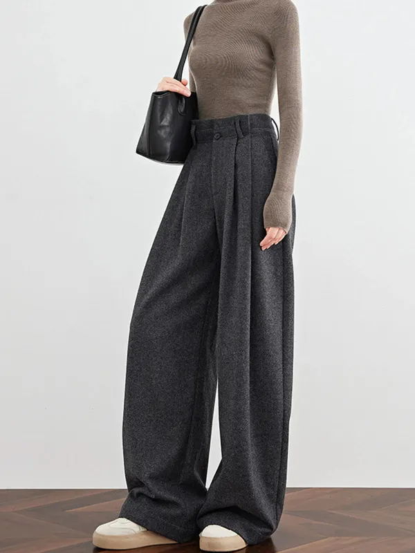 Plain High Waist Wide Leg Pants