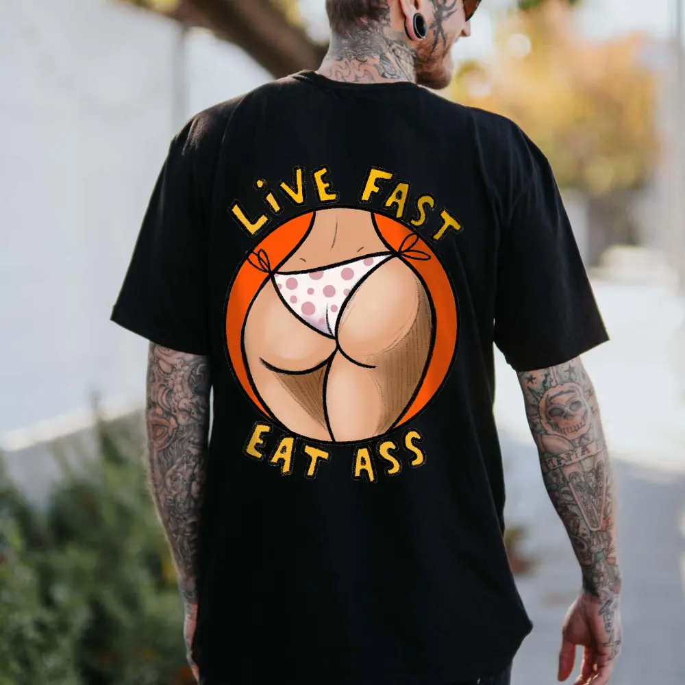Live Fast Eat Ass Printed Men's T-shirt