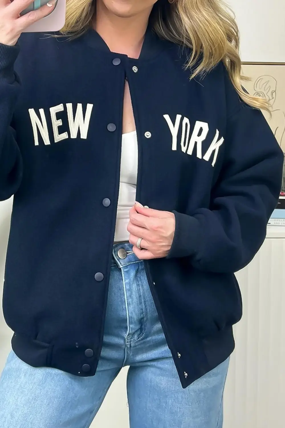 New York Button Up Varsity Jacket