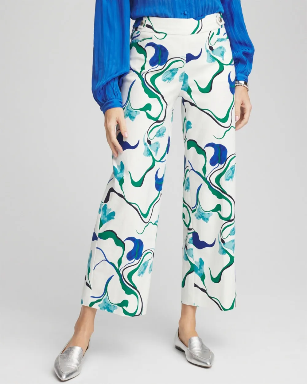 Floral Wide-Leg Cropped Pants