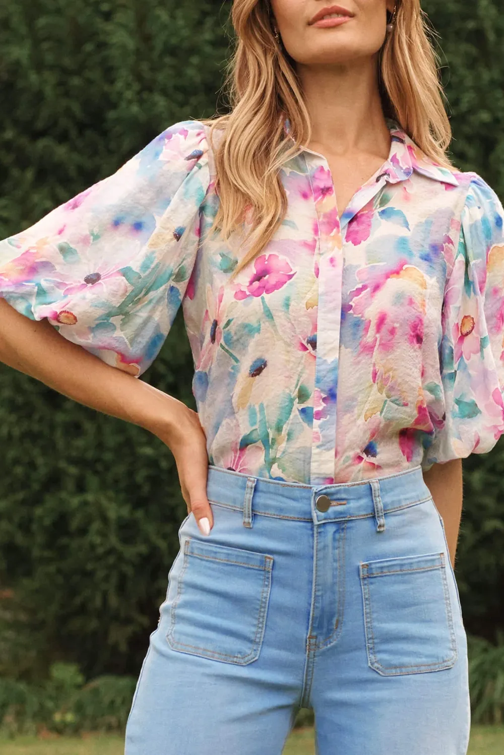 Light Blue High Waisted Flared Denim Jeans