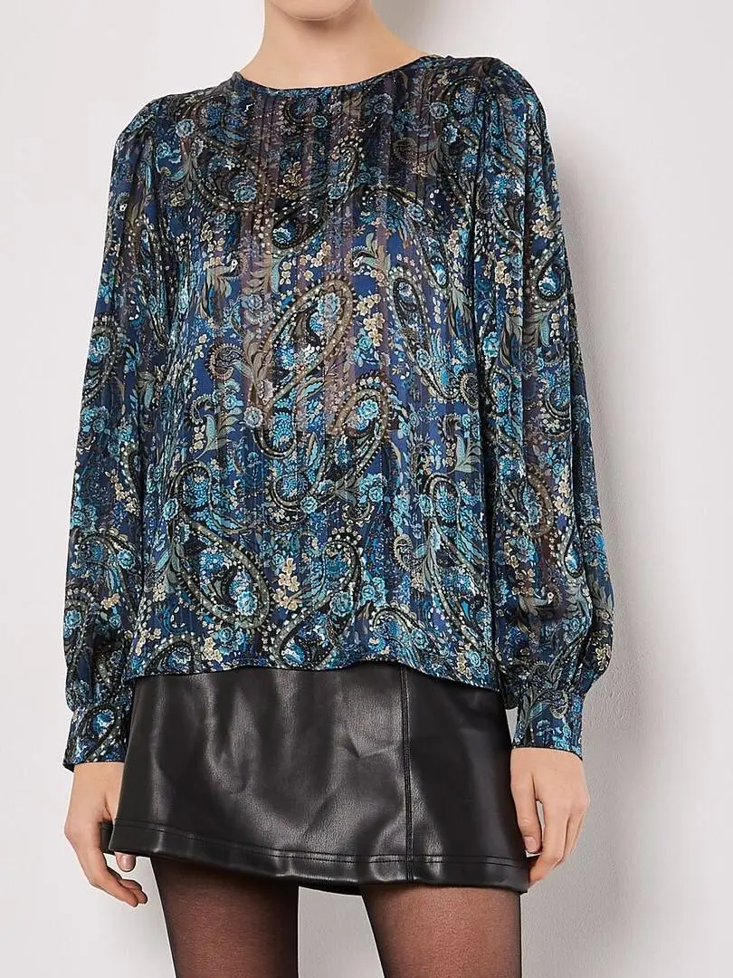 Paisley Sparkle Self Stripe Blouse