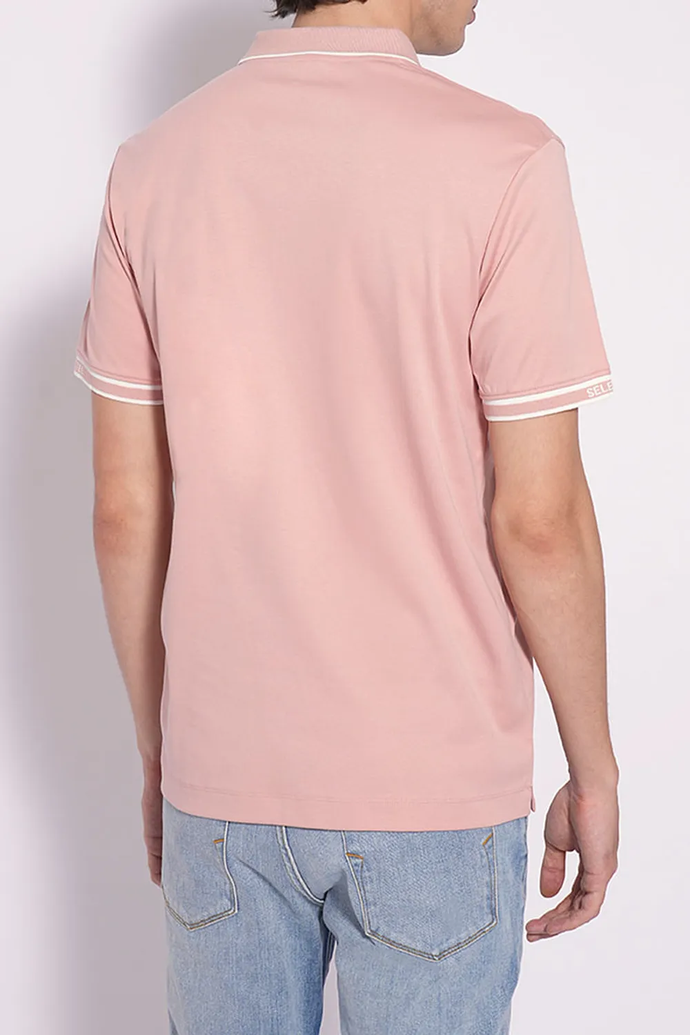 Pink Logo Text Print Cotton Polo