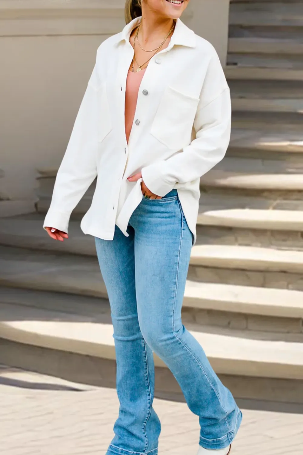 White Lapel Pocket Jacket