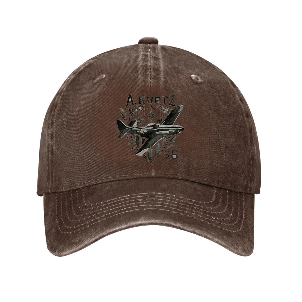 No. 56 Powerful Fighter Washed Denim Peaked Hat