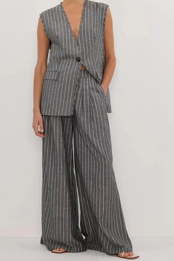 OLLIE SLATE STRIPE WIDE LEG PANT