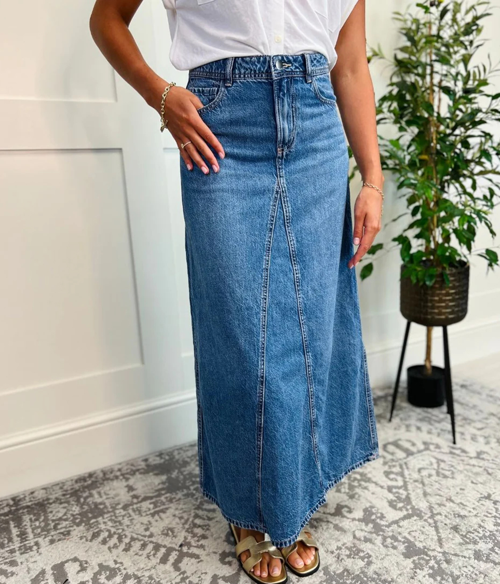 Denim A line Maxi Skirt