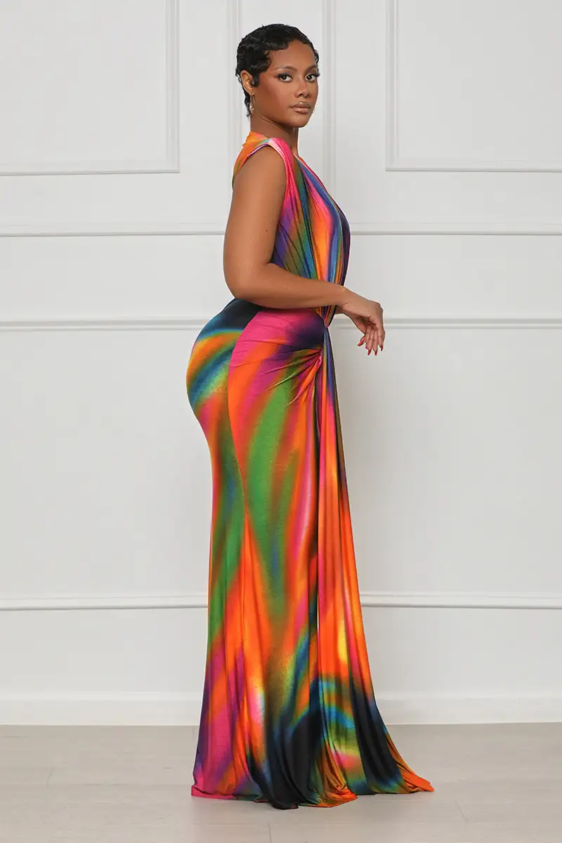 Weekend Dreams Rainbow Maxi Dress (Purple Multi)
