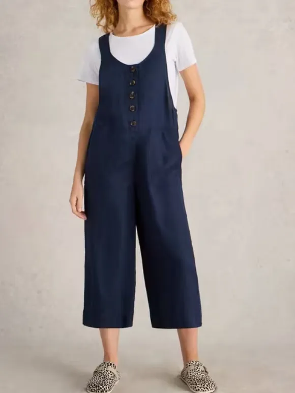 Square Neck Viola Linen Dungaree