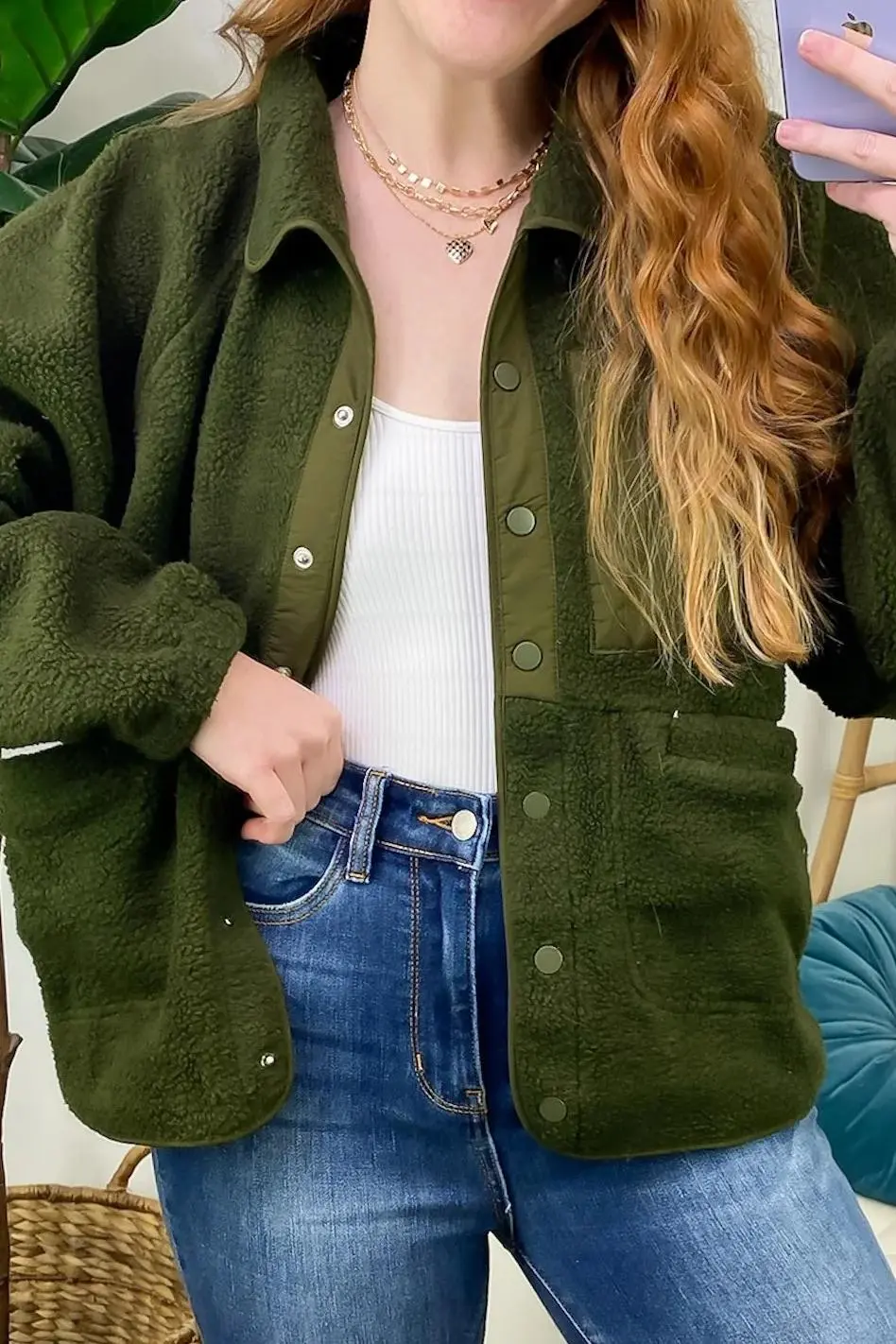 Coziest Option Fleece Snap Button Jacket