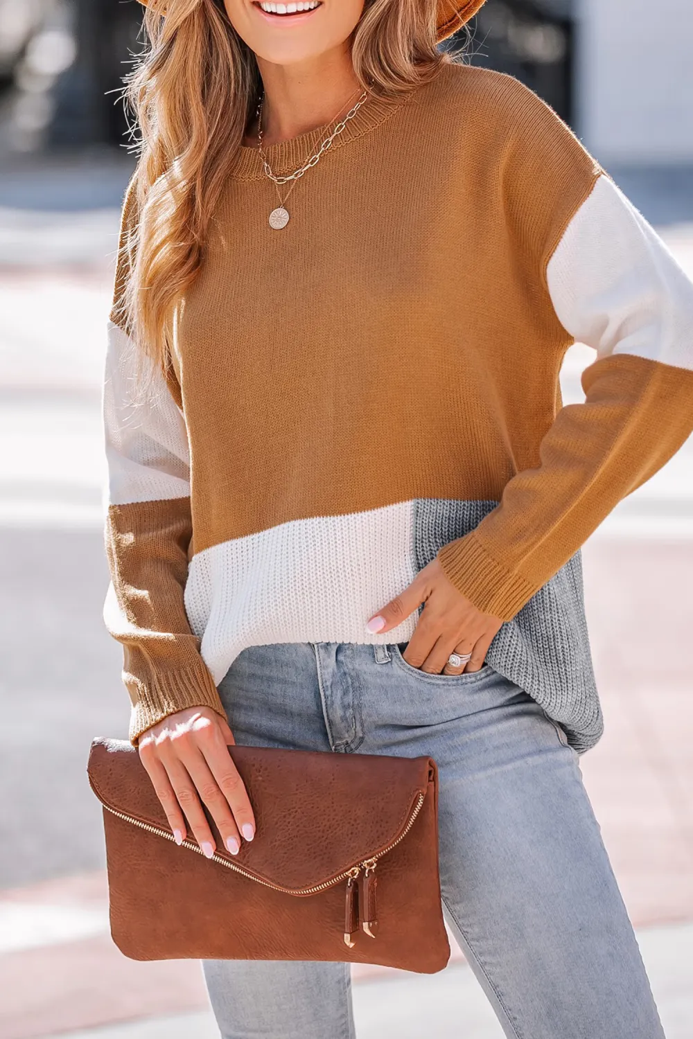 Colorblock Rib-Knit Sweater