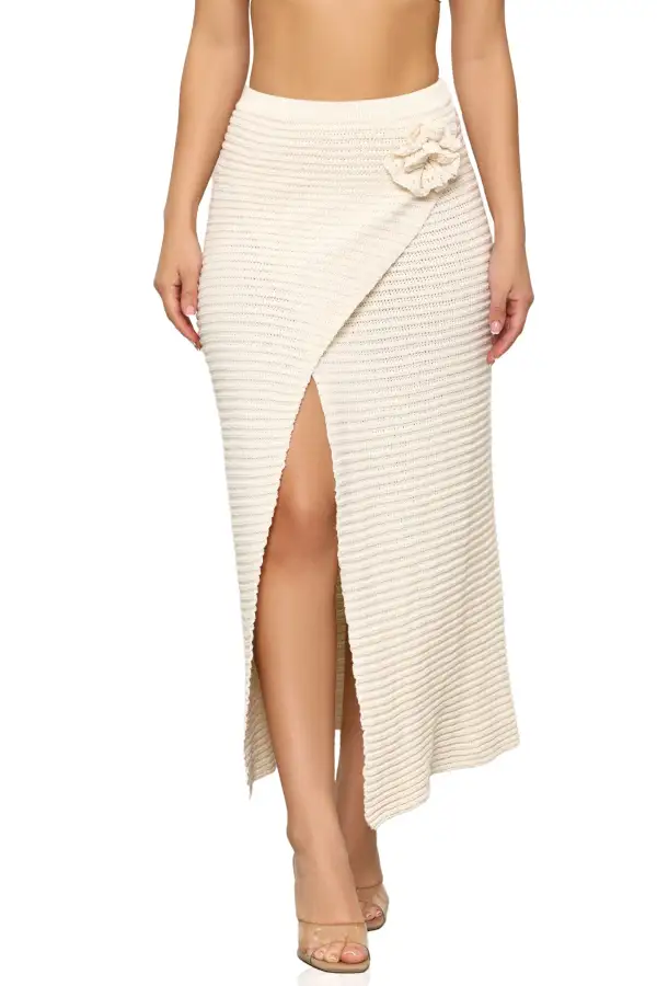 Wanderlust High Slit Skirt (Cream)