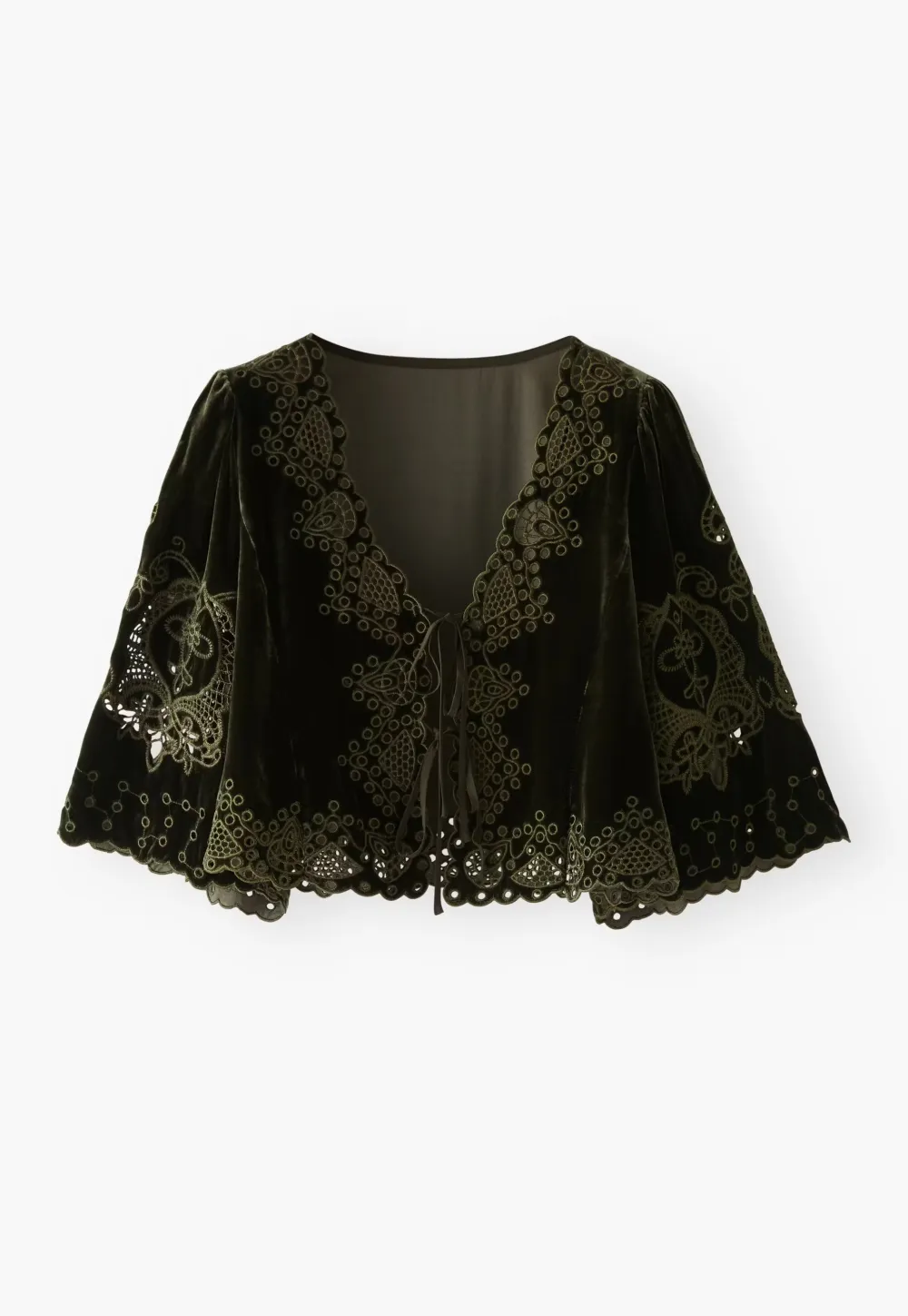 Cropped cutwork Jacket
Silk & viscose velvet