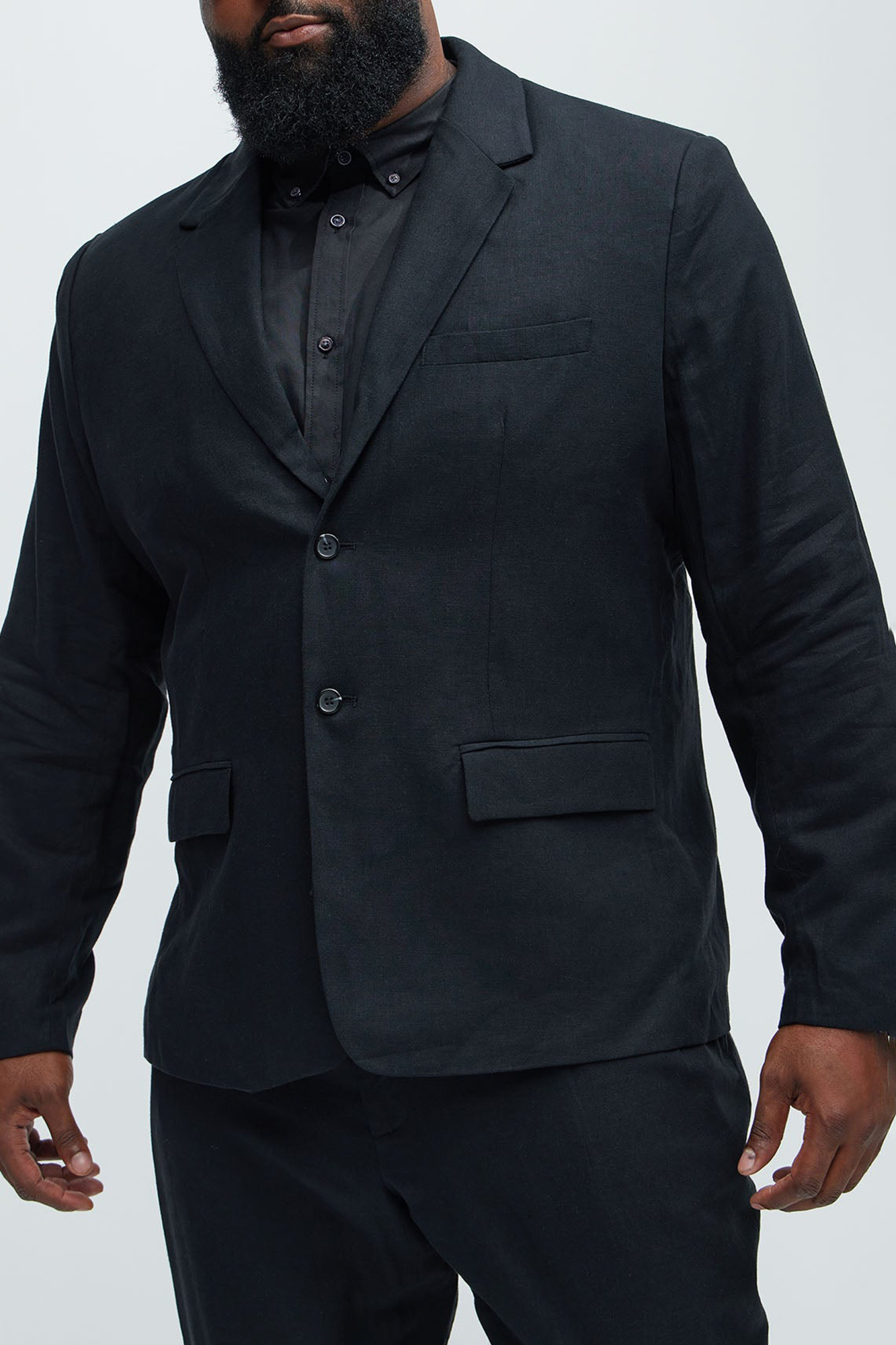 Slight Stretch Bahamas Linen Suit Jacket - Black