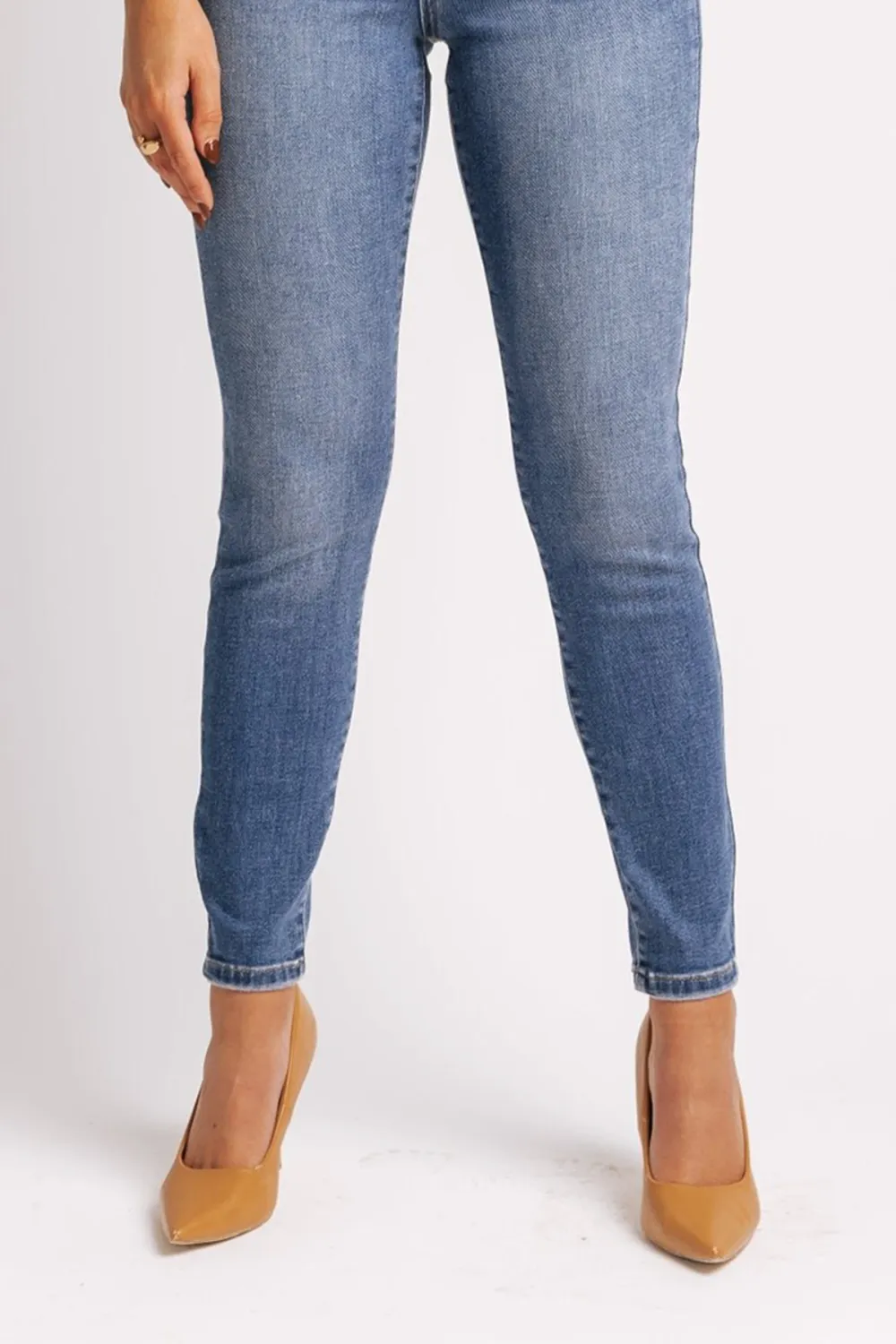 Medium Dark Wash High Rise Skinny Jeans