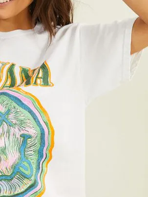 White Weird Label Print T-shirts