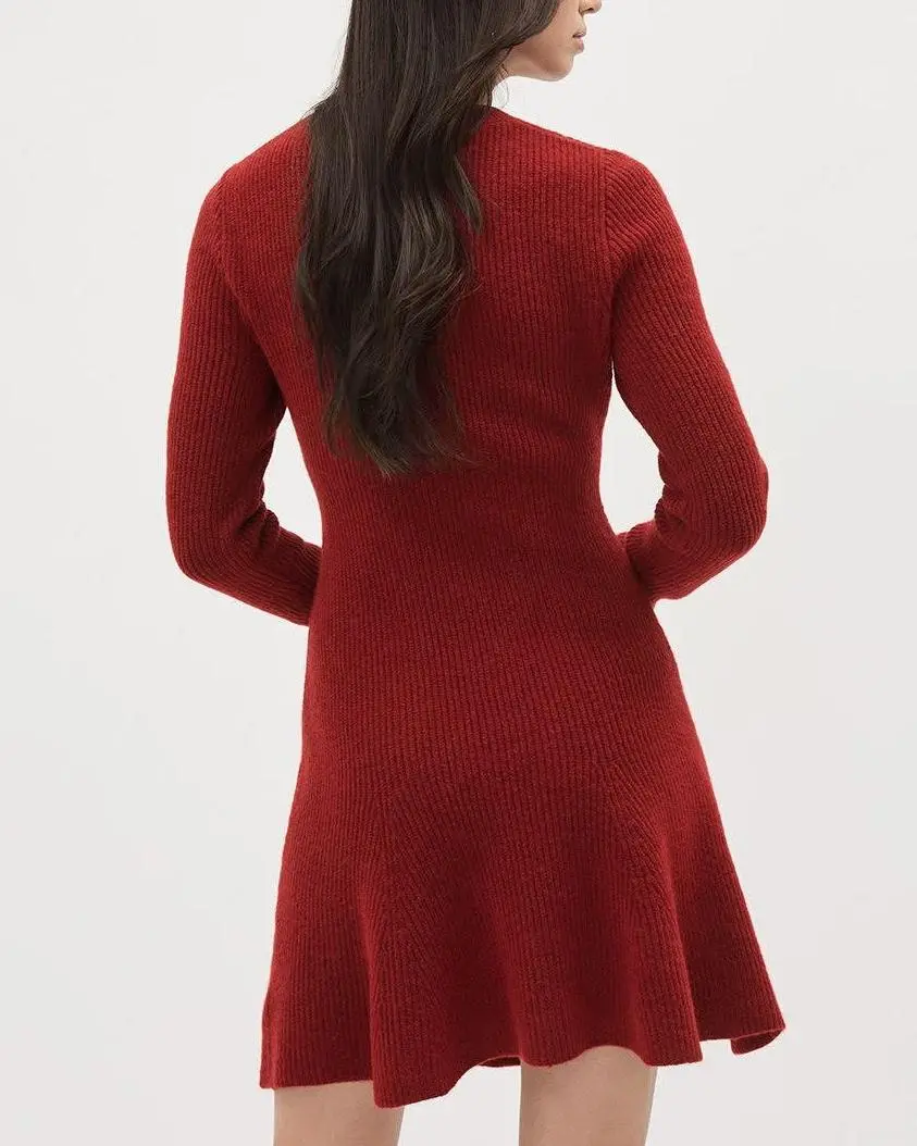 Long-Sleeve Crew-Neck Mini Dress