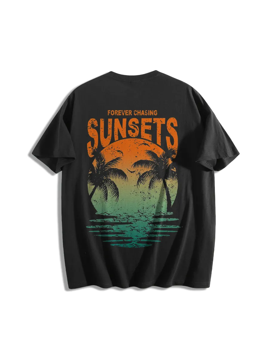 Retro Sunset Rays Wavy T-Shirt