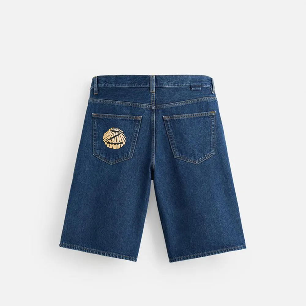 Summer Beach Surfing Printed Denim Shorts