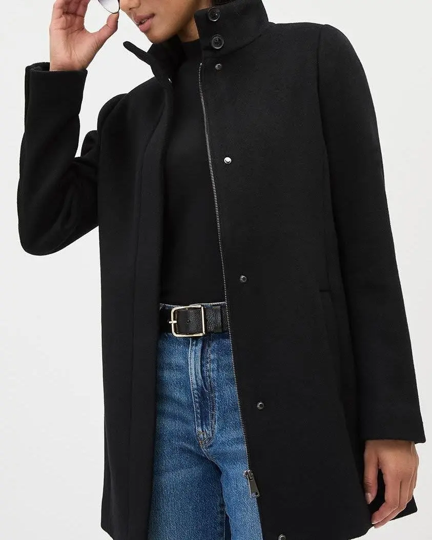 Classic Wool Coat With High Neckline