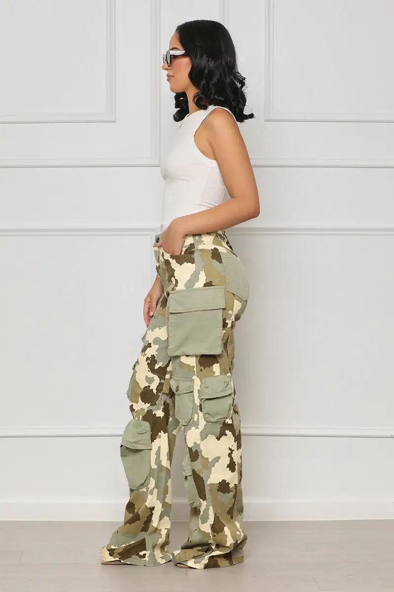 Weekend Chaos Cargo Pants (Tan Multi)- FINAL SALE