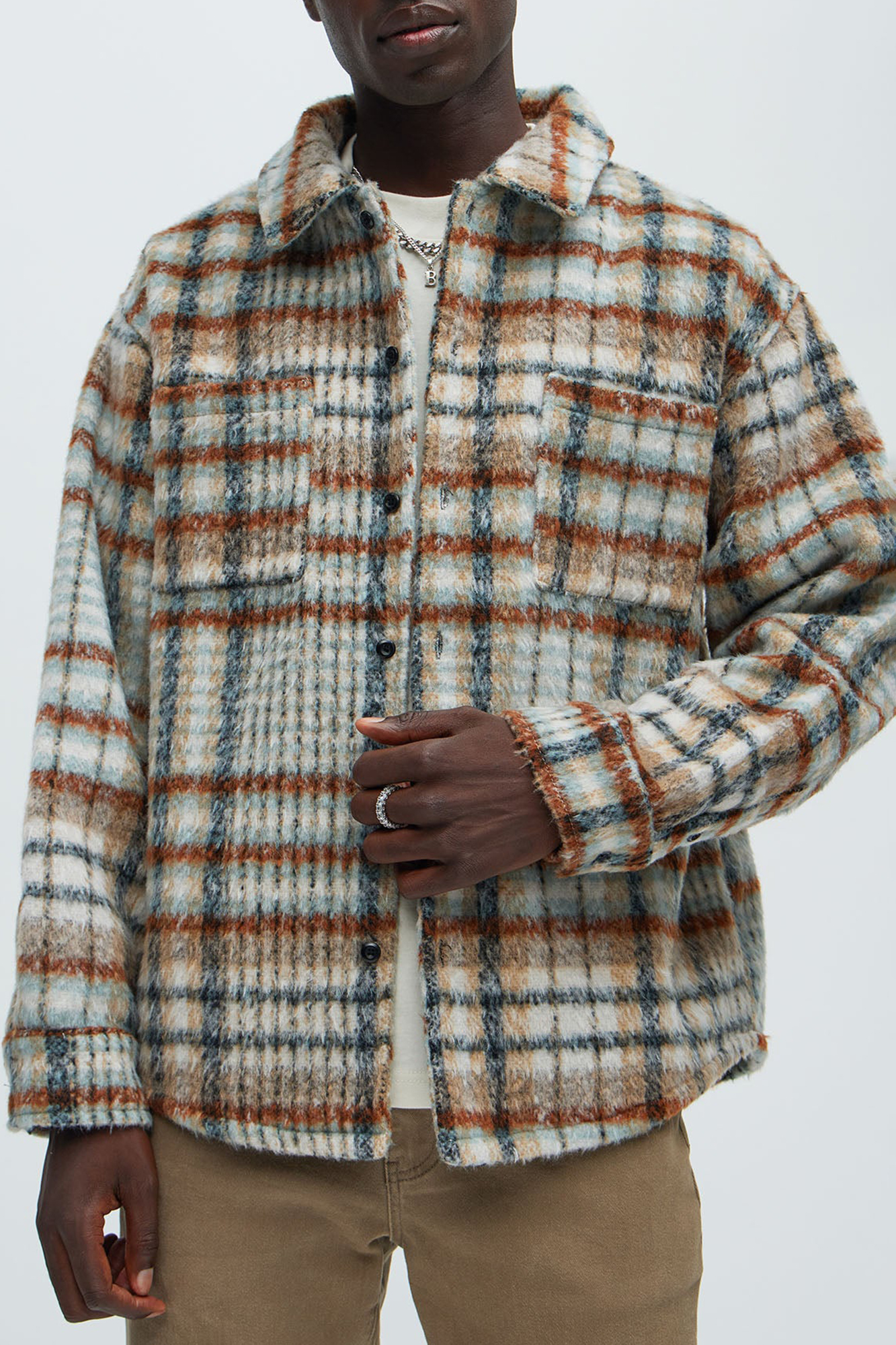 Move Up Plaid Shacket - Tan