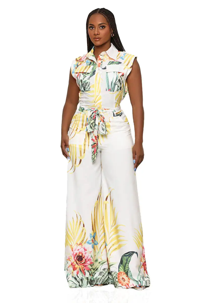 Moments Of Spring Jumpsuit (White Multi)- FINAL SALE