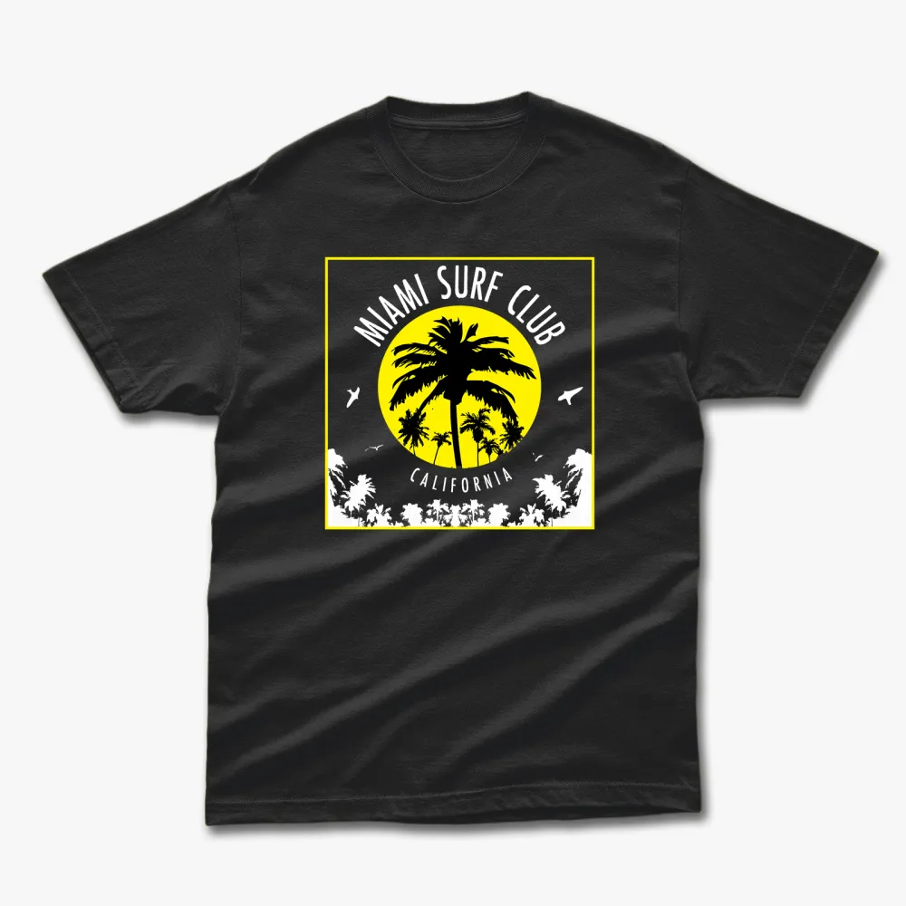 Retro Summer Miami Surf Club Printed T-Shirt