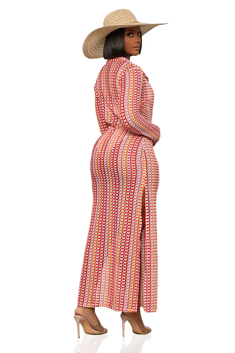 Summer Apricot Cover Up Dress (Red Multi)
